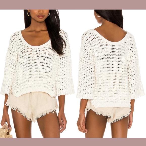 NWT $98 Free People [ Medium ] Loose Knit Crop Cozy Sweater in Ivory‎ - Picture 1 of 13